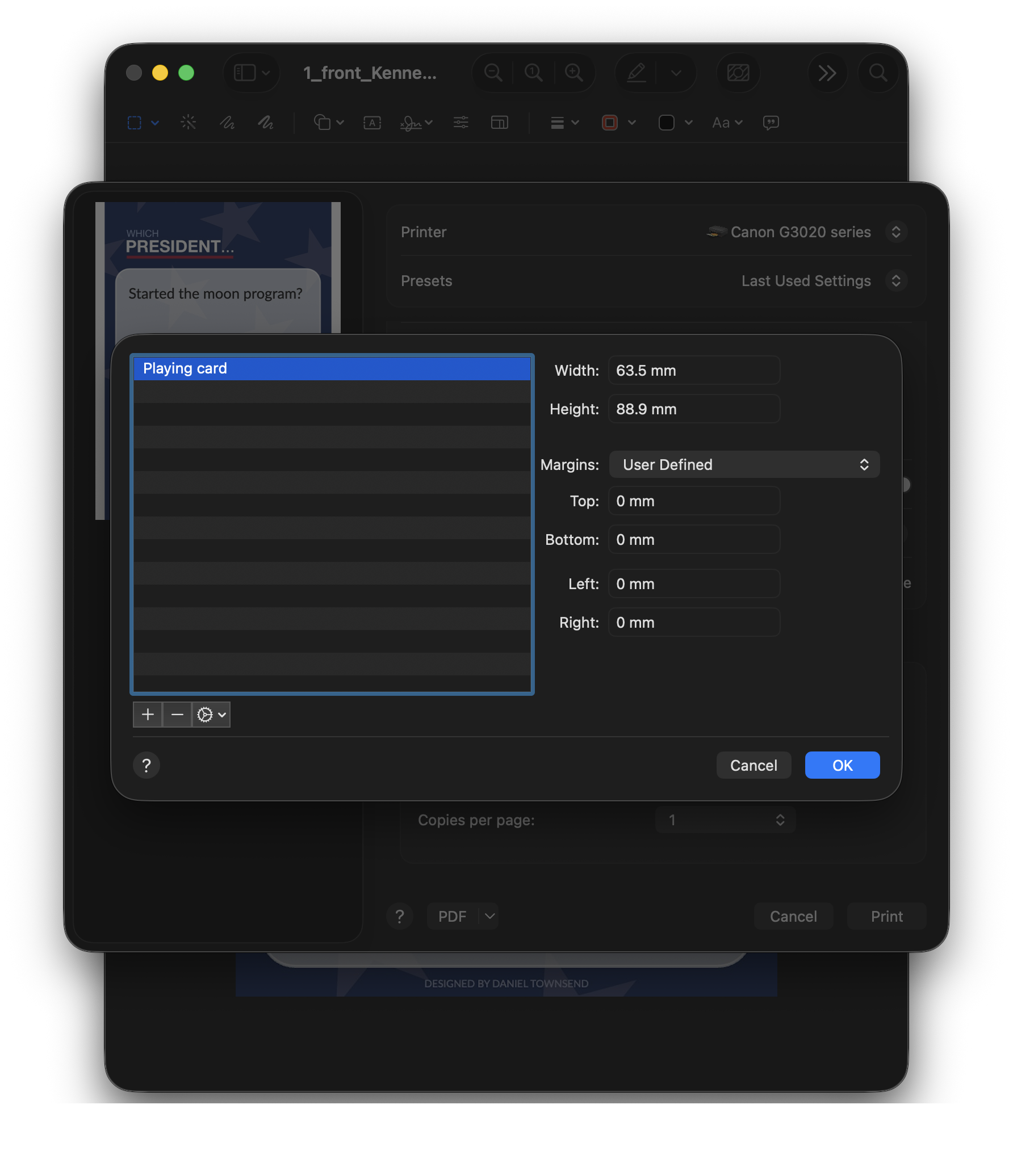 Creating a custom print size on macOS